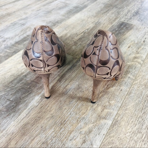 Coach Embossed Monogram Logo Pointy Toe Heels - Neutral - Picture 4 of 6